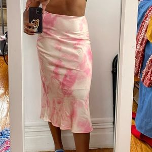 Satin midi skirt